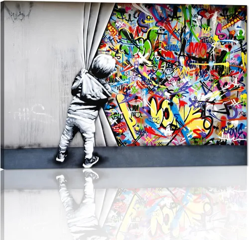 Yatsen Bridge Arte Callejero Clásico Banksy Graffiti Arte de Pared Detrás de la Cortina Pósters Pinturas en Lienzo Imágenes de Graffiti Coloridas