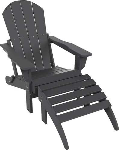 Miniatura 30 de WestinTrends Reposapiés otomano Adirondack para patio al aire libre, taburete de madera de polietileno para todo tipo de clima, ampliamente Azul
