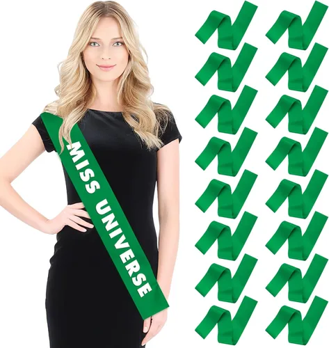 Miniatura 11 de Dreamtop 16 piezas de faja de satén en blanco negras para concursos, Señorita Mayor América 2026, faja para concurso de belleza