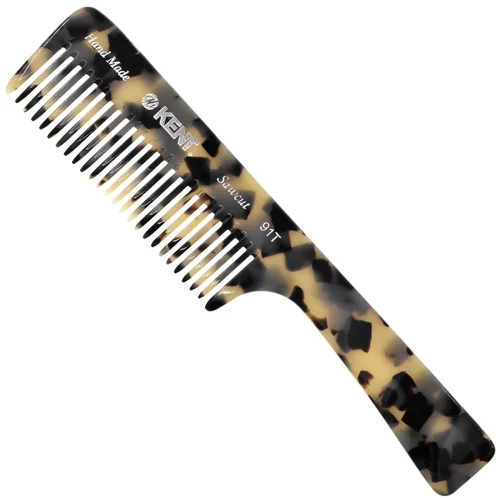 Miniatura 10 de Kent Peine desenredante de dientes anchos de grafito negro 91T para cabello rizado y ondulado, para mujeres y hombres, peine de ducha de mango