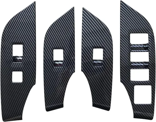 Miniatura 3 de ruihe 4 piezas de fibra de carbono color coche interior puerta ventana ventana panel cubierta ajuste ajuste para Toyota RAV4 2019 2020 2021 2022