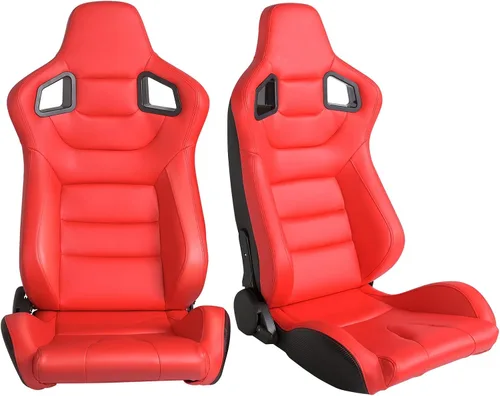 Miniatura 19 de FREEMOTOR802 Asientos universales para vehículos de carreras, asientos deportivos reclinables con deslizadores de doble bloqueo ajustables, 1 par