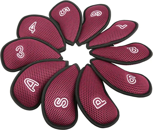 Miniatura 11 de 10 unids/pack nuevo Meshy Golf Iron Covers Set Golf Club Head Cover Fit Most Irons