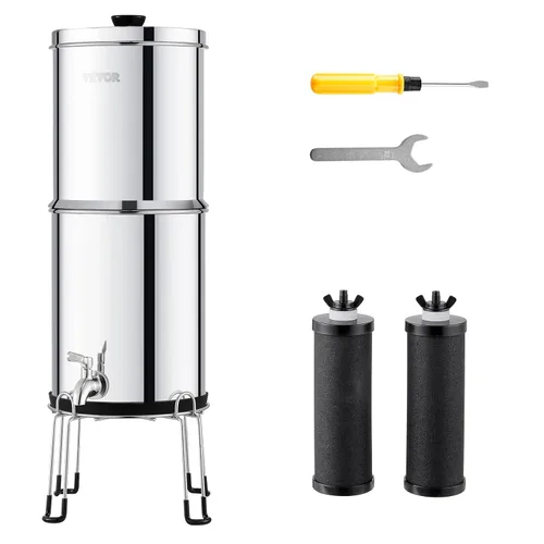 Miniatura 11 de VEVOR Sistema de filtro de agua alimentado por gravedad, sistema de sobremesa de acero inoxidable 304 de 2.25G, sistema de filtración de agua, Nivel