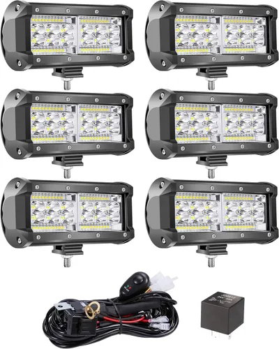 Miniatura 10 de Barra de luz LED de 7 pulgadas, luces LED de 240 W y 24000 lm para tractores, luces LED de trabajo para camión, luces combinadas de inundación