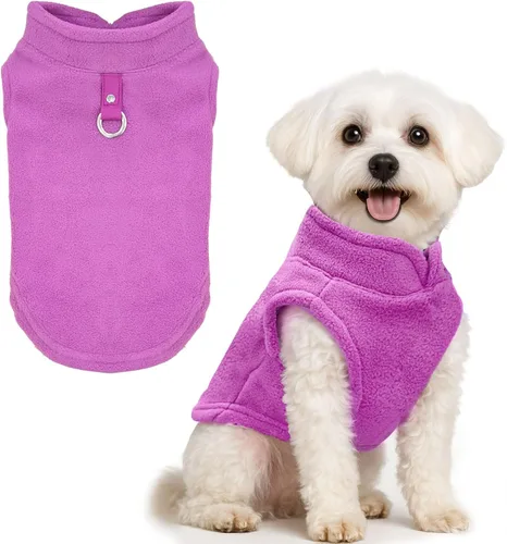Miniatura 10 de PETCARE Suéter para Perro Pequeño Chaleco de Vellón para Gato Chaqueta Suave para Perro con Anilla en O para Correa Abrigo Cálido de Invierno