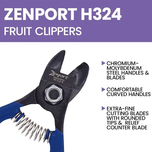 Miniatura 4 de Zenport H324 Clementine Citrus/Apple Fruit Clippers ergonómico, acero al cromo, 4.5 pulgadas