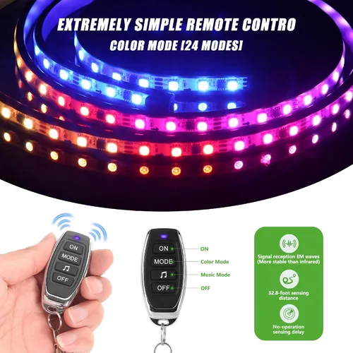 Miniatura 6 de 10L0L Kit de 2 luces subterráneas para carrito de golf Yamaha EZGO Club Car, iluminación de neón RGB 24 modos con control remoto inalámbrico