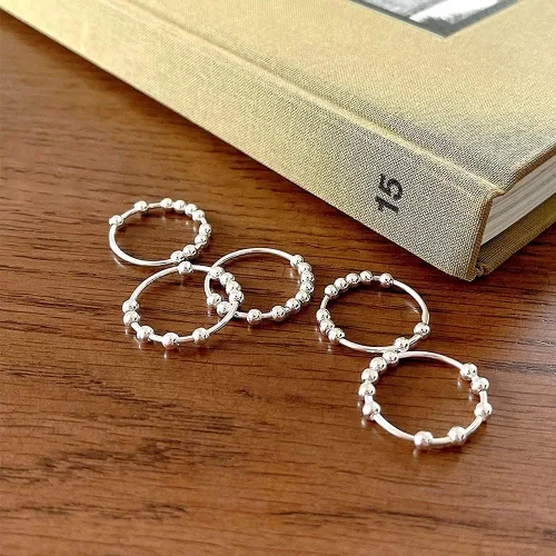 Miniatura 4 de Anillos de Plata de Ley 925 Anillos para la Ansiedad Anillo Fidget para Mujeres y Hombres Chapado en Oro de 14k Anillo Spinner para el Pulgar