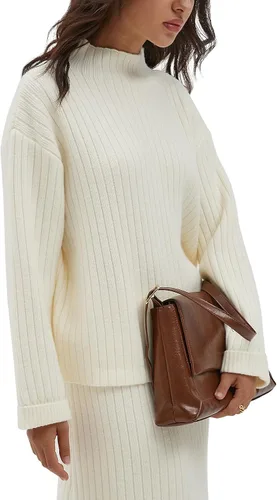Miniatura 7 de CHYRII Womens Fashion Two Piece Outfits Mock Neck Oversized Sweater Tops Skirt Sets Sweater Dress Lounge Set