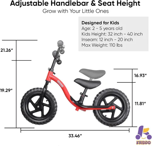 Miniatura 5 de KRIDDO Bicicleta de Equilibrio para Niños Pequeños de 2 Años, Edad de 24 Meses a 5 Años, Bicicleta de Empuje Interactiva de Aprendizaje Temprano