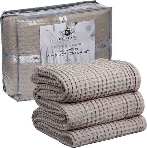 Miniatura 22 de HILLFAIR Manta de Algodón 100% Peinado– Mantas de Cama Tamaño Twin– Mantas Cálidas Suaves para Todas las Estaciones Transpirables Ligeras de Verano