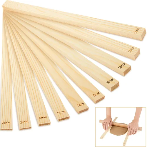 Sasylvia Juego de 10 guías de rodillo de cerámica para enseñanza de madera, juego de guía de profundidad de arcilla polimérica, herramientas de
