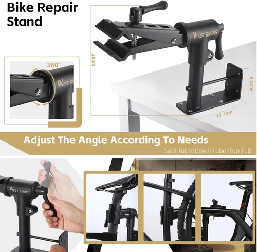 Miniatura 3 de West Biking Soporte para bicicleta (máximo 88 libras) para mantenimiento con abrazadera ajustable, soporte de reparación de bicicletas para un fácil