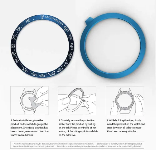 Miniatura 6 de PINHEN Estilo de bisel compatible con Galaxy Watch de 1.654 pulgadas / Gear Sport Bisel Ring Cubierta Adhesiva Antiarañazos de Aluminio Bisel Anillo