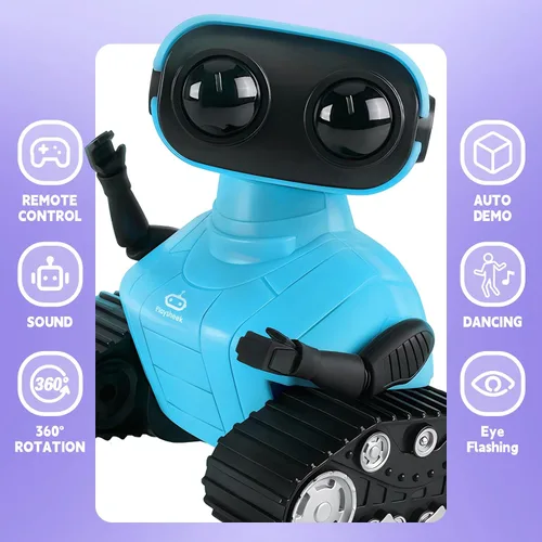 Miniatura 2 de Playsheek Robot Toy - Robot recargable Emo RC con demostración automática para niños, mayores de 3 años - Azul
