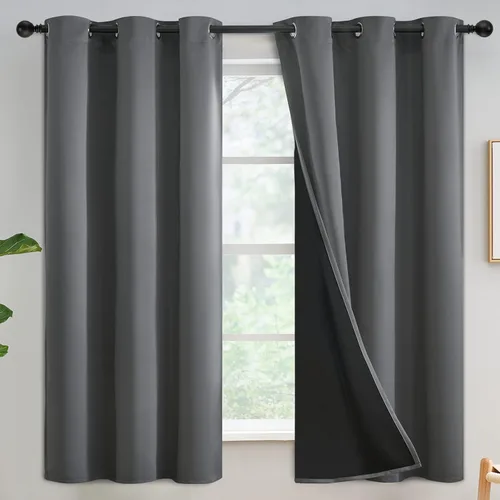 Miniatura 351 de Yakamok Cortinas negras, cortinas de ventana con aislamiento térmico y eficiencia energética para dormitorio, cortinas opacas completas y cortinas