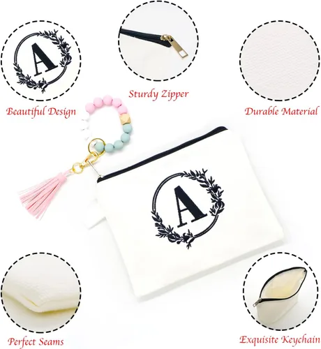Miniatura 3 de Bolsa de cosméticos con combinación de letras bordadas, bolsa de regalo personalizada, adecuada para bodas, cumpleaños, vacaciones, es un gran
