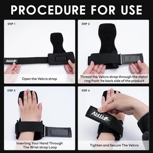 Miniatura 3 de Correa de muñeca de levantamiento de pesas, correas de cuero dobles para entrenamiento de fuerza en el gimnasio, muñequeras acolchadas de neopreno