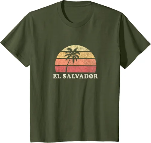 Miniatura 14 de El Salvador Vintage 70s Retro Throwback Design Camiseta, Azul