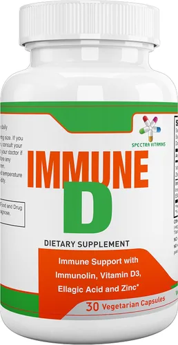 Suplemento inmune D con inmunolina, vitamina D3, zinc para hombres, mujeres, adultos y personas mayores, recomendado para todo el año, 30 cápsulas,