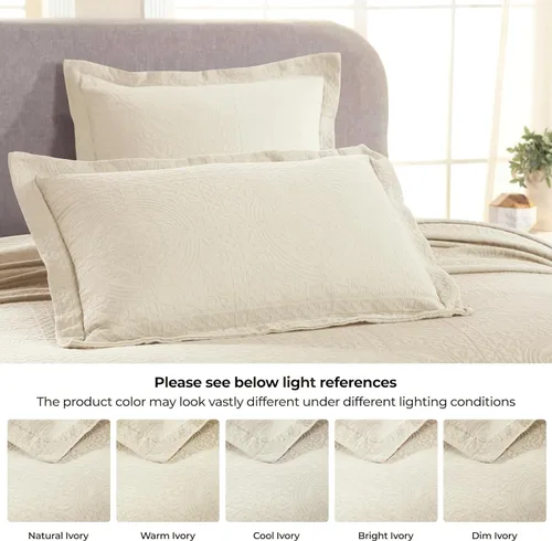 Miniatura 5 de Superior Juego de colcha de algodón con diseño de flor de lis, mantas cálidas, ropa de cama para todas las estaciones, decoración de dormitorio