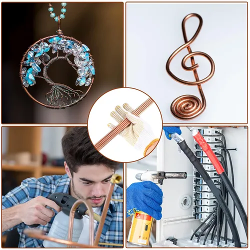 Miniatura 7 de Therwen Varilla redonda de cobre puro, 10 unidades, 4 pulgadas de largo, 0.118 in de diámetro, varilla de cobre sólido para manualidades de metal
