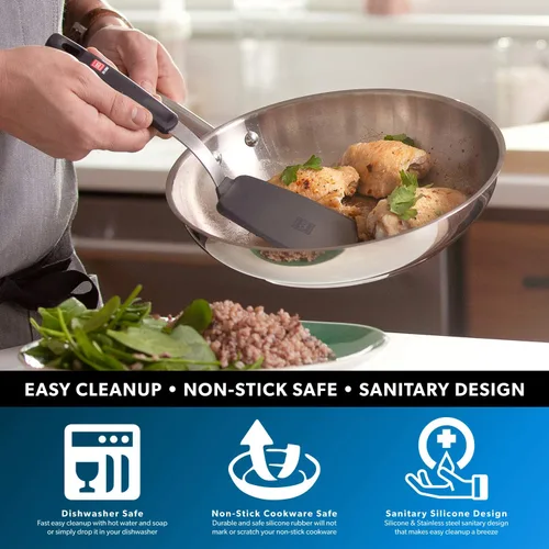 Miniatura 3 de DI ORO - Espátula de silicona para utensilios de cocina antiadherentes, volteador de cocina flexible y fino para voltear panqueques y huevos, alta