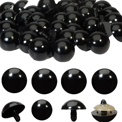 Zhbrchz Ojos de seguridad de plástico negro de 0.78 pulgadas con arandelas para Amigurumi Crochet Osos de peluche, fabricación de muñecas