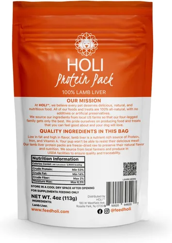 Miniatura 5 de HOLI Decoración de comida para perros de hígado de cordero – Decoración liofilizada para perro de hígado de cordero para alimentos secos – Un solo