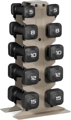 Miniatura 37 de Tone Fitness Juego de mancuernas de neopreno con estante de almacenamiento – Pesos de mano antideslizantes y antideslizamiento para entrenamientos