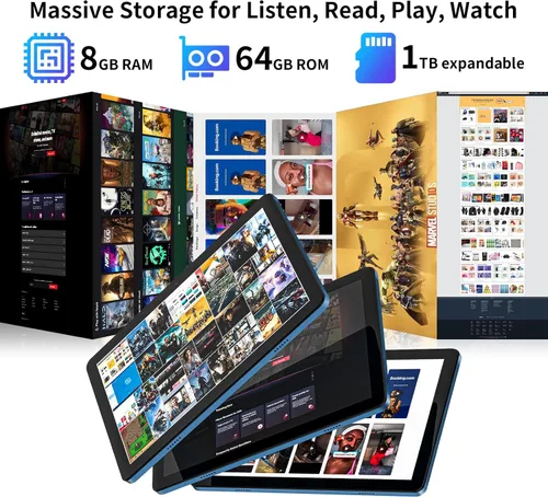Miniatura 4 de Tableta Android 14 de 10 pulgadas: Octa-Core, 8 GB de RAM 64 GB, 7000 mAh, con estuche con soporte, pantalla IPS HD, Wi-Fi 6, OTG, cuerpo de metal