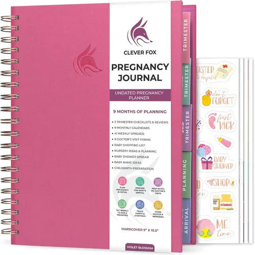 Miniatura 8 de Clever Fox Diario de embarazo y libro de recuerdos – Agenda de embarazo y cuaderno para futuras mamás – Recuerdo del bebé, regalo para madres