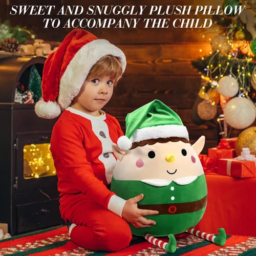 Miniatura 5 de Huwena Almohada de felpa grande de 14 pulgadas, decoración de Navidad, suave y tierna, cojín de peluche para abrazar, regalo para Navidad, fiestas