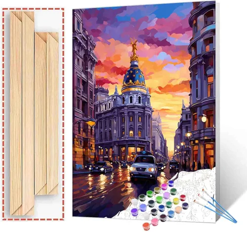 Miniatura 34 de Tucocoo Bumbers - Pintura de paisaje de puerta para adultos, paisaje de lago, pintura por números, pintura acrílica, lienzo junto al lago, plantas
