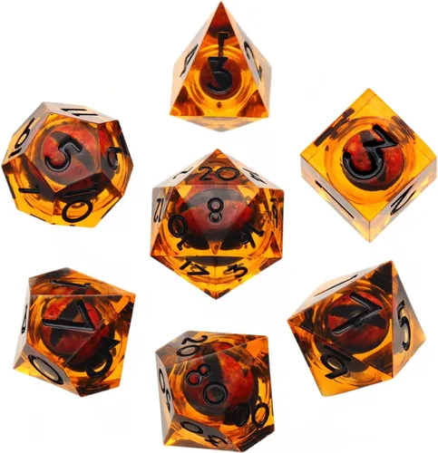 Miniatura 5 de FONVGOGO Dados Ojo de Dragón para Mazmorras y Dragones, Juego de Dados de Resina de Borde Afilado con Núcleo Líquido D&D Dados Poliédricos del Ojo