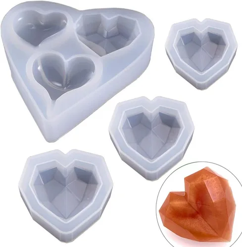 Miniatura 6 de Molde epoxi con forma de corazón profundo de 6 estilos, molde de silicona de tamaño de más de 1 pulgada, cuentas en forma de corazón de amor