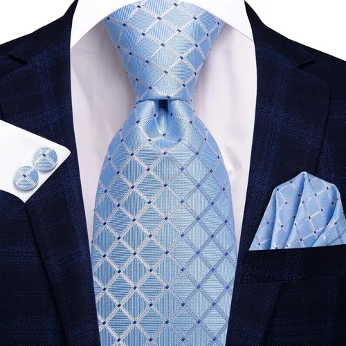 Miniatura 238 de Hi-Tie Corbatas de seda para hombre, diseño de cachemira a rayas, con bolsillo, gemelos cuadrados, conjunto formal de negocios
