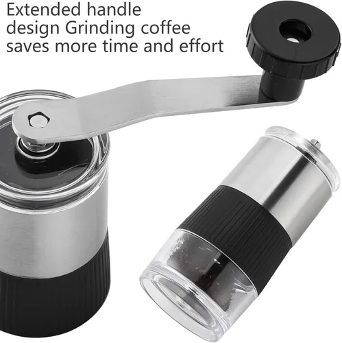 Miniatura 5 de Molinillo manual de granos de café, molinillo de café con manivela, ajustes portátiles y ajustables para molienda fina a gruesa, ideal para acampar