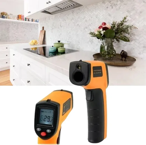 Miniatura 5 de Tyenaza Pistola de medición de temperatura, termómetro infrarrojo de mano de alta precisión de posicionamiento láser sin contacto para cocinar