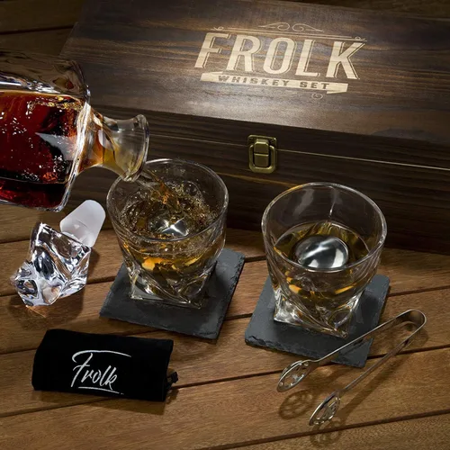 Miniatura 6 de Juego de decantador de whisky para hombre, decantador de bourbon trenzado, 2 vasos, 2 piedras de whisky de acero inoxidable XL, bolas, 2 posavasos