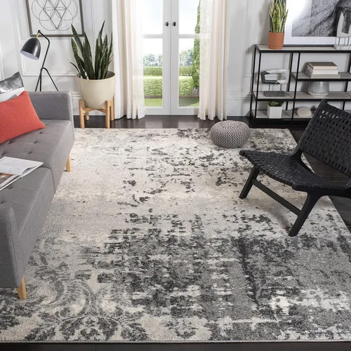 Miniatura 7 de SAFAVIEH Retro Collection - Alfombra de pasillo de 2 pies 3 pulgadas x 7 pies, gris claro y gris, diseño abstracto moderno, no desprende pelusa