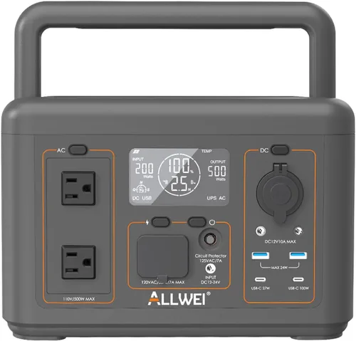 Miniatura 13 de ALLWEI Estación de Energía Portátil 300W, Generador Solar de 280Wh con Toma de CA de Onda Senoidal Pura de 110V, Generador de Batería de Litio
