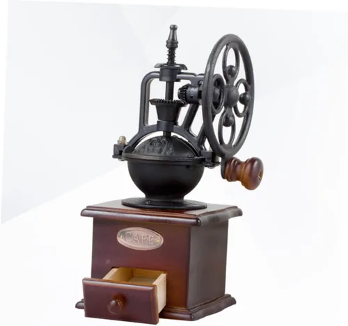 Miniatura 7 de Molinillo de café de manivela vintage, molino de madera clásico, molinillo de frijoles manual para café casero con práctico mango de ahorro
