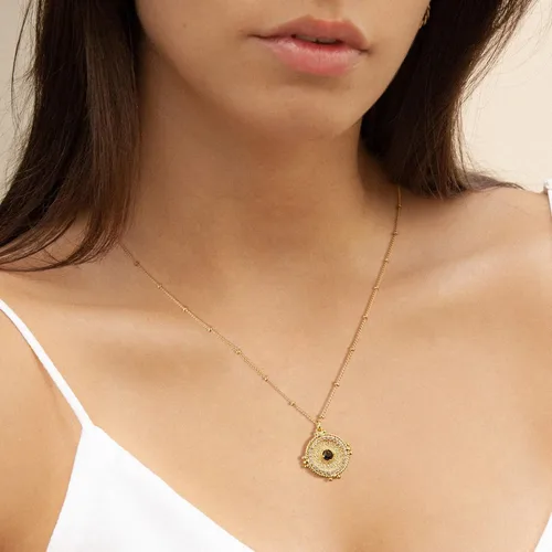 Miniatura 3 de MTMY Collar de moneda de oro de 14 quilates, chapado en oro de 14 quilates, delicado collar con dije de moneda de oro para mujer, collar de disco
