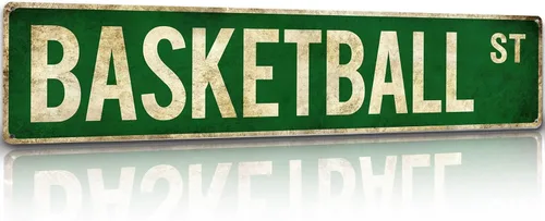 Regalos de baloncesto para niños de 8 a 12 años, accesorios, decoración de habitación de baloncesto, señales vintage de la calle, arte de pared de
