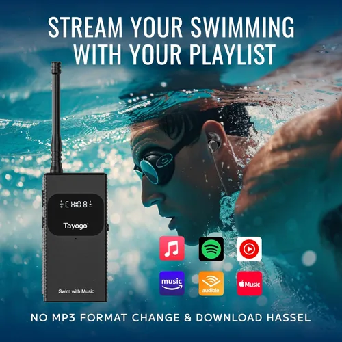 Miniatura 3 de Tayogo Combo de música de natación T6+W18 – Reproductor MP3 de natación impermeable + transmisor Bluetooth No es necesario descargar música