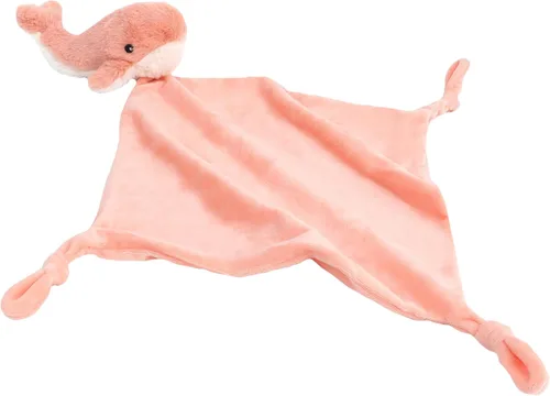 MON AMI Peluche de ballena coral para bebés, manta de seguridad anudada de 13.5 pulgadas, juguete de felpa suave para bebés, perfecto esencial para
