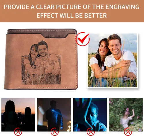 Miniatura 6 de Easycosy Cartera con fotos personalizada para hombres, regalo personalizado con imagen grabada y nombre para novio, marido, papá, padrinos de boda