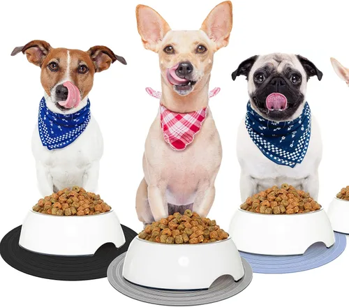 Miniatura 7 de Tapete de silicona de 3 piezas de comida para mascotas para perros y gatos, mantel individual para evitar el desbordamiento de alimentos y agua